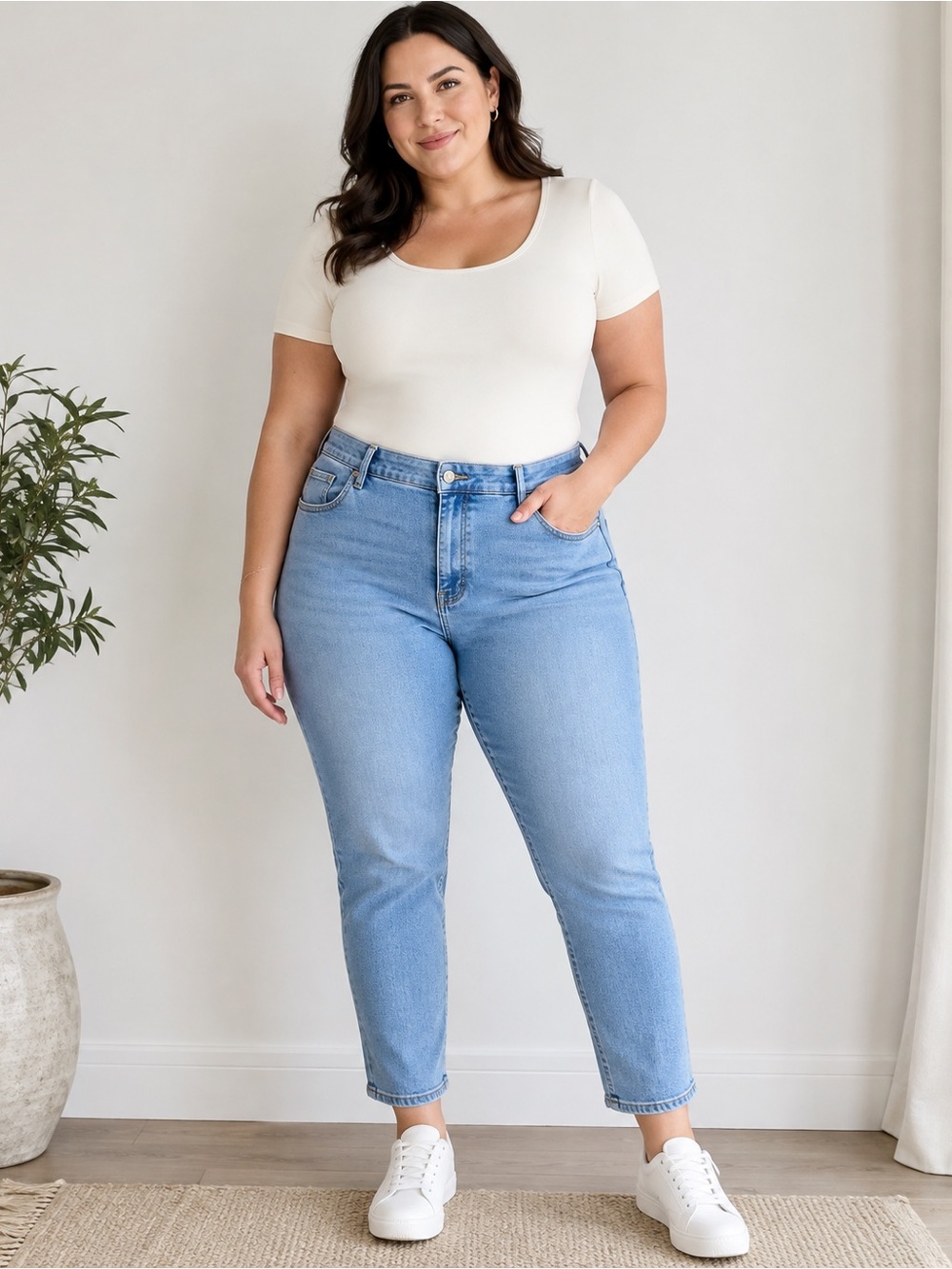 Good American Always Fits Jeans Size E 28–32 Light Wash Stretch Straight Leg